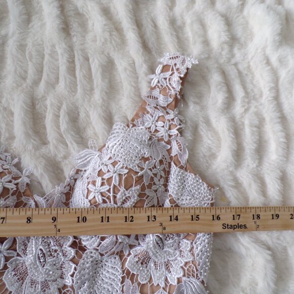 NWOT Jovani SILK mini dress 6 Pastel Spring Chic Feminine Floral Lace Romantic - Picture 7 of 11